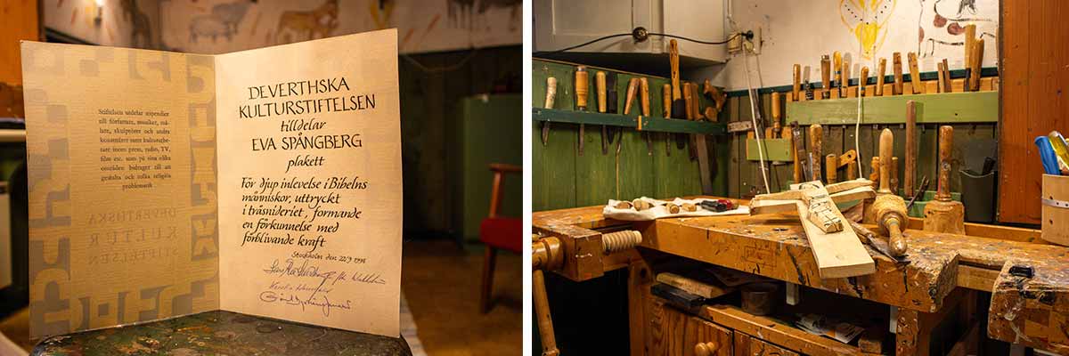 En bild på en workshop med olika verktyg